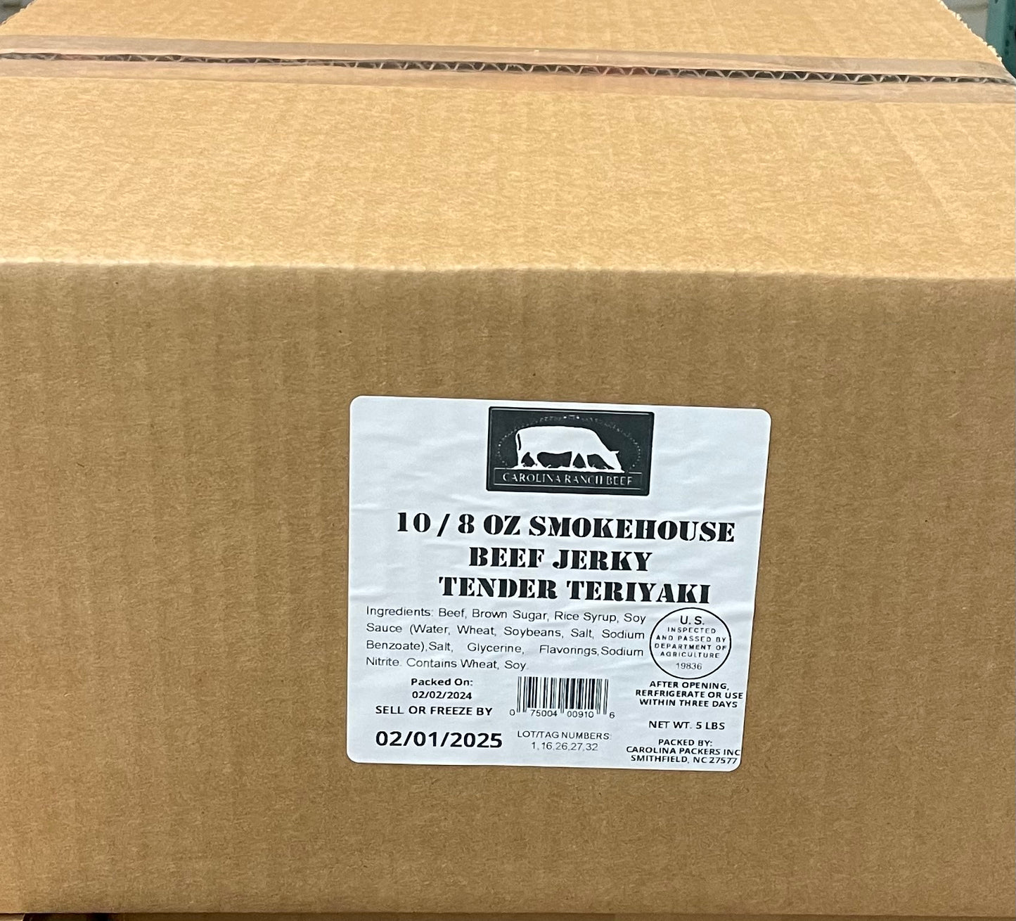 Beef Jerky Grass Fed Pasture Raised in Clayton NC (Tender Teriyaki)