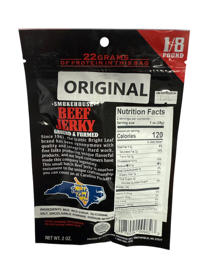 Bright Leaf ORIGINAL SMOKEHOUSE Beef Jerky 2 oz