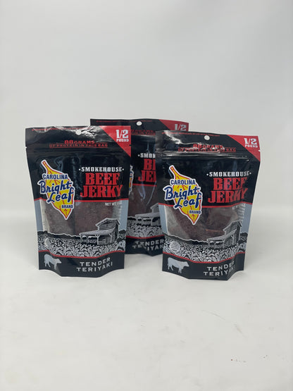 Bright Leaf Beef Jerky Tender Teriyaki 1/2 POUND BAG!