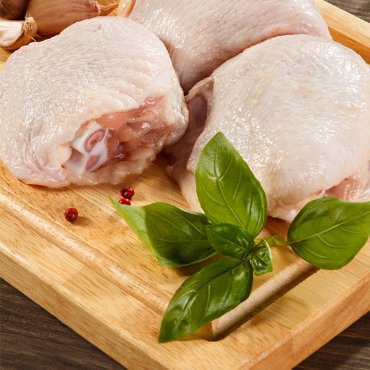 Joyce Farms Bone-In Skin On Chicken Thighs (1lb Package has 2-3 thighs))